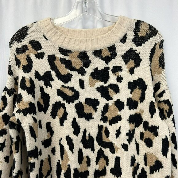 Entro Womens Crew Neck Multicolor Animal Print Pullover Sweater Size S - Picture 2 of 8
